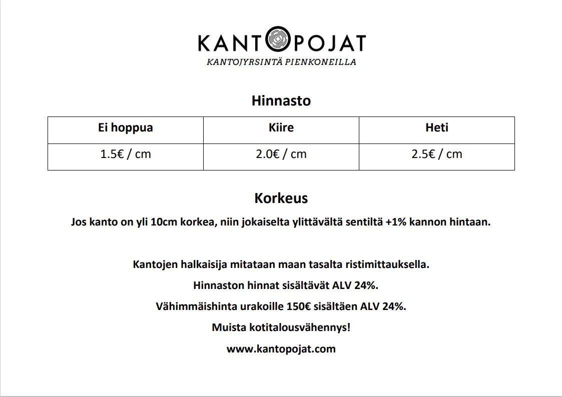Kantojyrsintä-hinta-kokkola