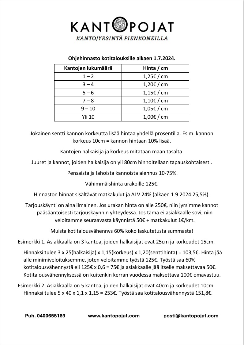 Kantojyrsintä-hinta-Seinäjoki